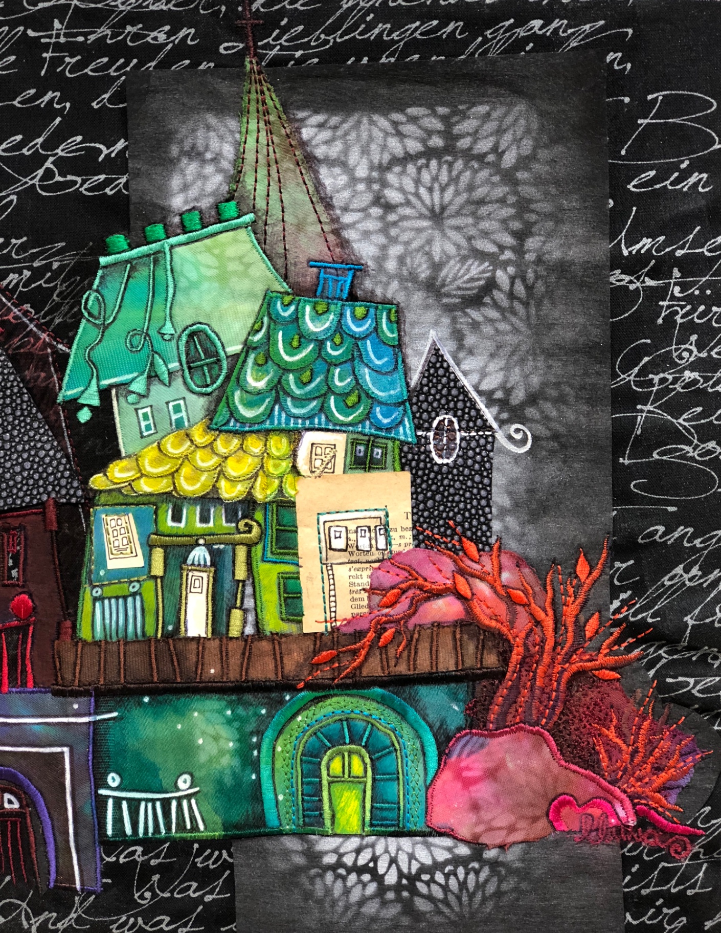 Œuvre textile d'Olivia Uffer présentée à la galerie